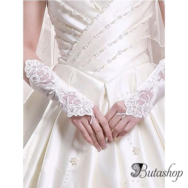 Белые перчатки, украшены вышивкой - butashop.com