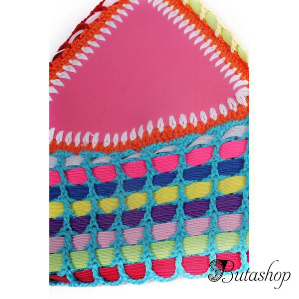 Цветной неопреновый купальник с вязанной отделкой - butashop.com