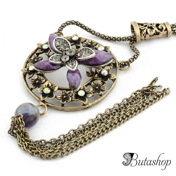 РАСПРОДАЖА! Ретро-ожерелье со стразами и цветочками - butashop.com