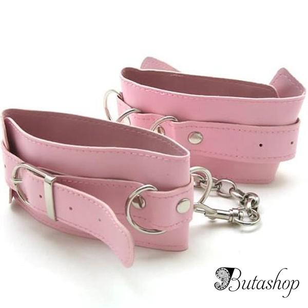 Двойные розовые кожаные наножники - butashop.com