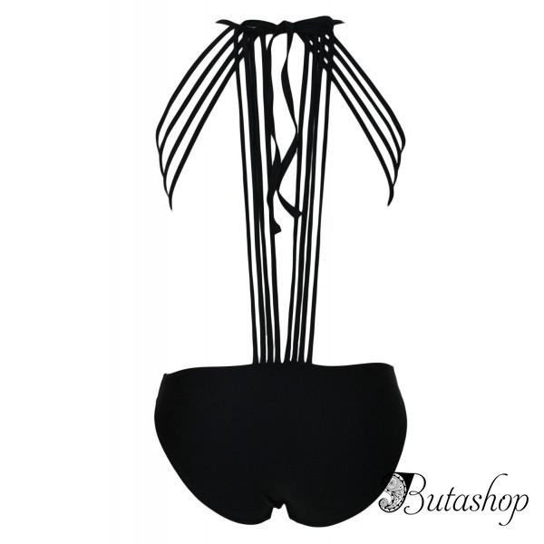 Сексуальный черный цельный купальник с завязками - butashop.com