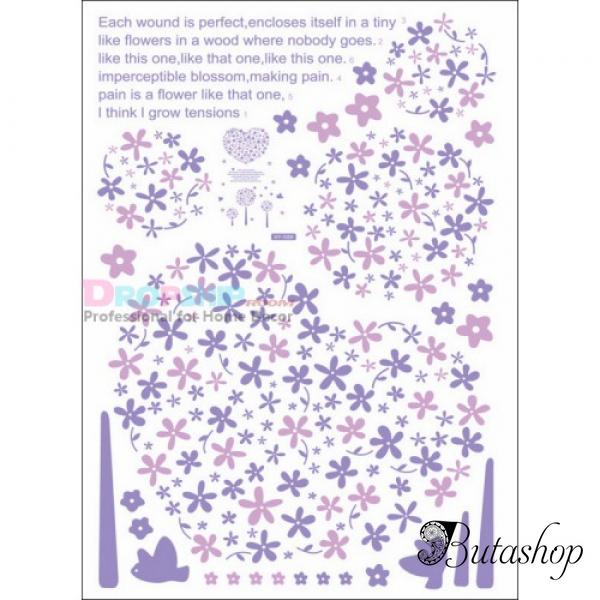 РАСПРОДАЖА! Виниловая наклейка - Фиолетовое цветочное сердце - butashop.com