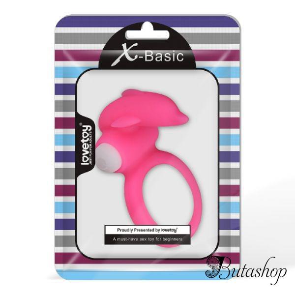 Розовая силиконовая насадка на пенис с дельфинчиком X-Basic Dolphin Silicone Cockring - butashop.com