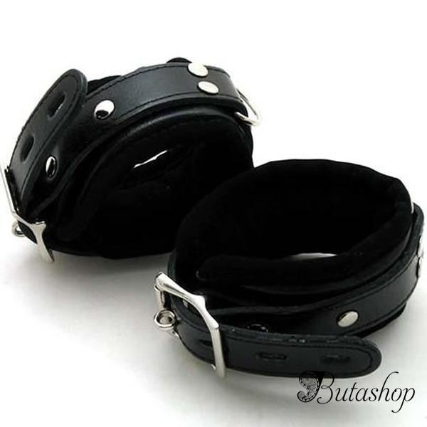 Черные кожаные наручники - butashop.com