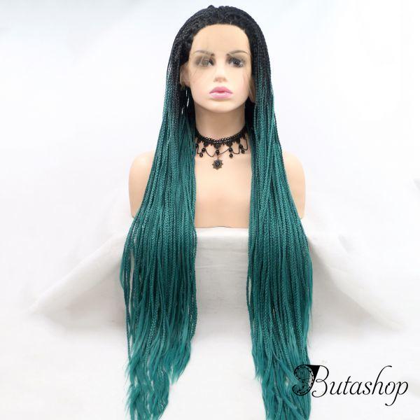 Реалистичный парик омбре на сетке зеленые длинные афро косы - butashop.com