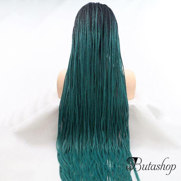 Реалистичный парик омбре на сетке зеленые длинные афро косы - butashop.com