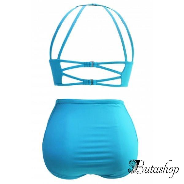 Небесно-голубой раздельный купальник большого размера - butashop.com