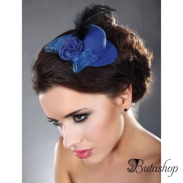 Синея шляпка с розой и пером - butashop.com