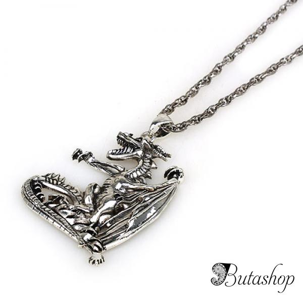 РАСПРОДАЖА! Металлическое ожерелье с драконом - butashop.com