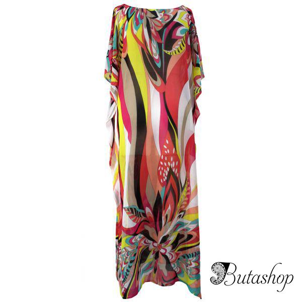 Цветастое длинное платье для пляжа - butashop.com