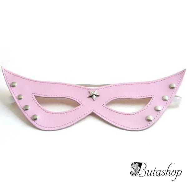 Розовая маскарадная маска с металическими кнопками - butashop.com