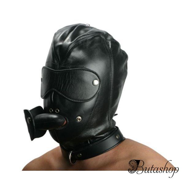 Кожаная маска с отверстиями для рта и глаз - butashop.com