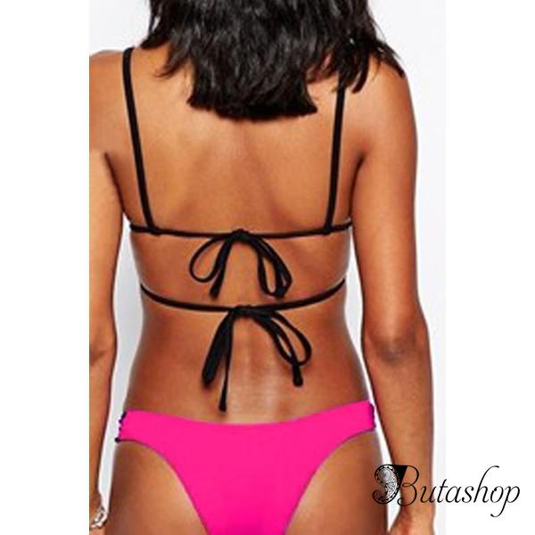 Черно-розовый купальник бикини - butashop.com