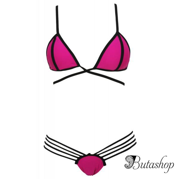 Черно-розовый купальник бикини - butashop.com