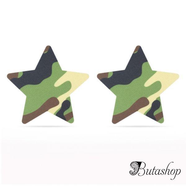 Камуфляжные звезды и сердечки стикини на соски (2 шт) - butashop.com