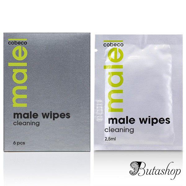 РАСПРОДАЖА! Очищающие салфетки для мужчин MALE Cobeco Wipes Cleaning (6x2,5ml) - butashop.com