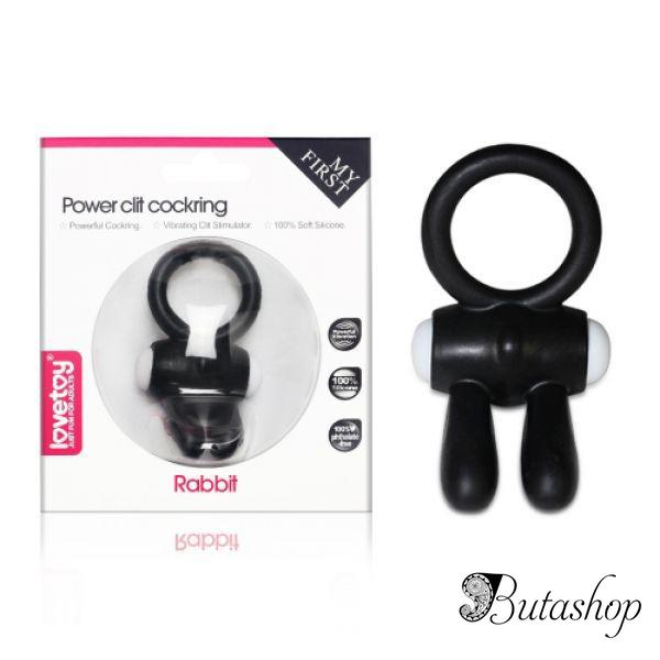 Черное эрекционное кольцо с вибрацией Power Clit Cockring Rabbit - butashop.com