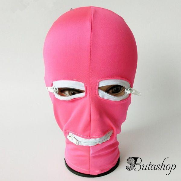 Розовая латексная маска с отверстием для рта и глаз - butashop.com