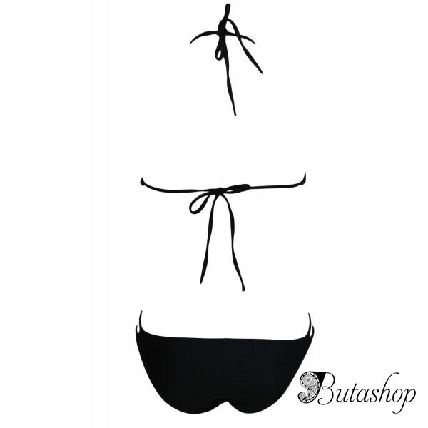 Раздельный черный купальник с прорезами - butashop.com