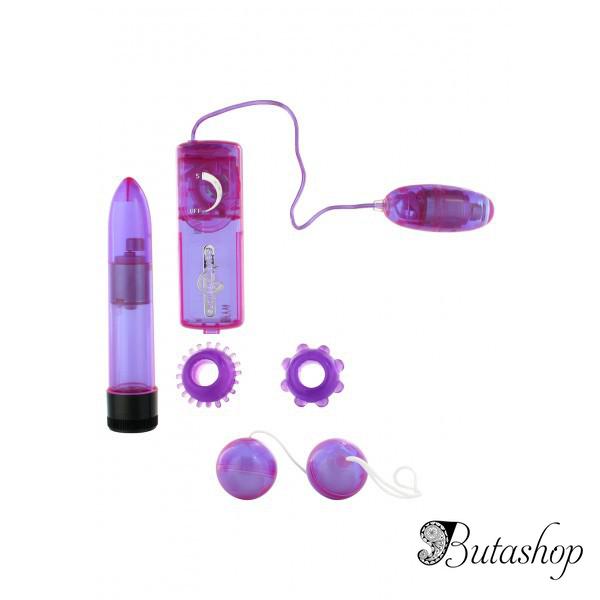 Секс набор Clear Vibratorkit Purple из различных секс игрушек фиолетового цвета. - butashop.com