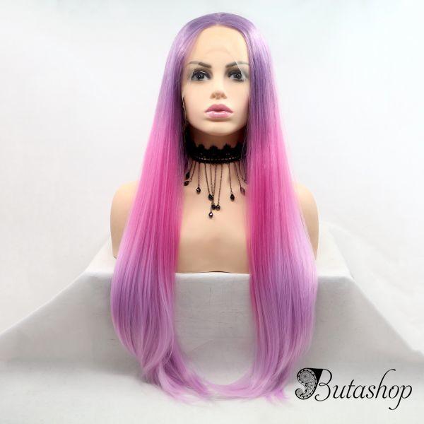 Реалистичный парик сиренево - розовое омбре длинные волосы - butashop.com