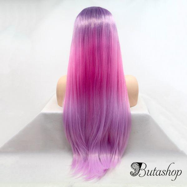 Реалистичный парик сиренево - розовое омбре длинные волосы - butashop.com