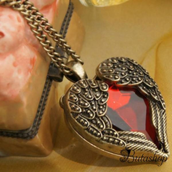 РАСПРОДАЖА! Ожерелье в форме сердца с красным камнем - butashop.com