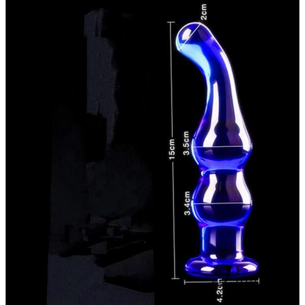 Синяя анальная игрушка из стекла - butashop.com