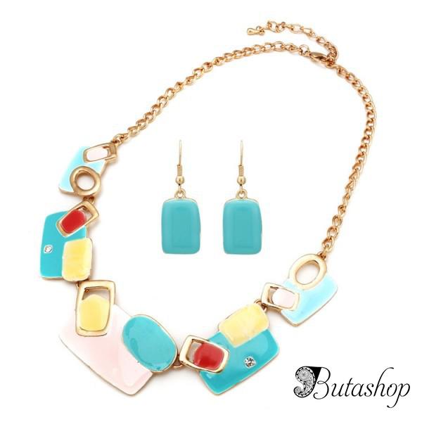 РАСПРОДАЖА! Ожерелье и серьги с разноцветными камнями - butashop.com