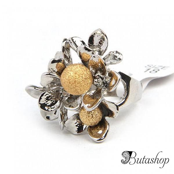 РАСПРОДАЖА! Двухцветное кольцо в форме цветка - butashop.com