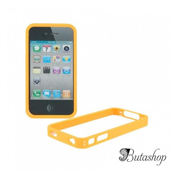 РАСПРОДАЖА! Protective Plastic Side Border Frame with Transparent Back Skin Shell for Iphone 4G (Orange) - butashop.com