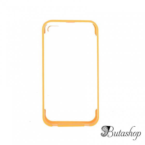 РАСПРОДАЖА! Protective Plastic Side Border Frame with Transparent Back Skin Shell for Iphone 4G (Orange) - butashop.com
