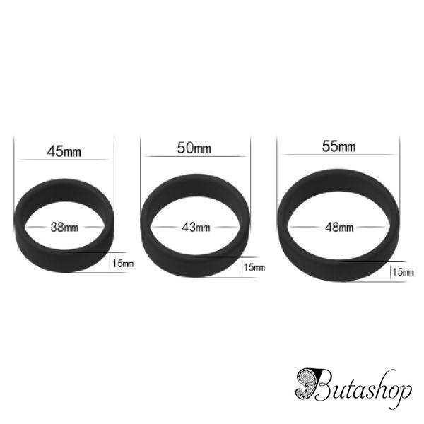 Черные мягкие силиконовые кольца для пениса Power Plus Soft Silicone Pro Ring - butashop.com
