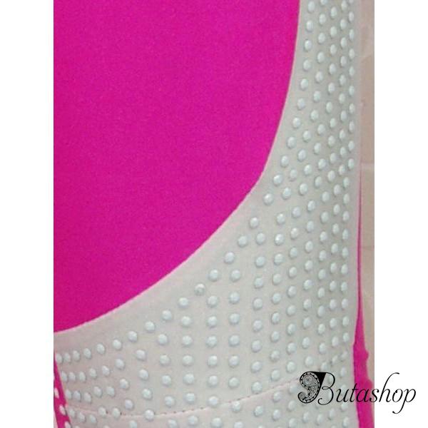РАСПРОДАЖА! Розовые леггинсы с белыми вставками - butashop.com
