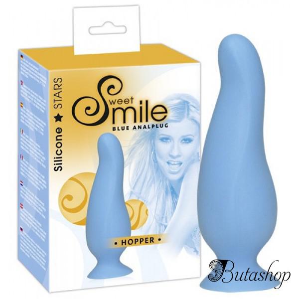 РАСПРОДАЖА! Голубая анальная втулка Smile Hopper - butashop.com