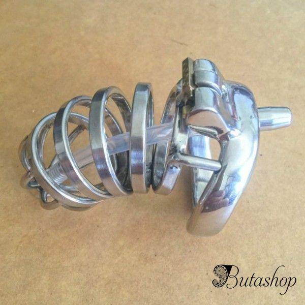 2016 New Stainless Steel Male Urethral Tube Chastity Device / Stainless Steel Chastity Cage ZC080 - butashop.com