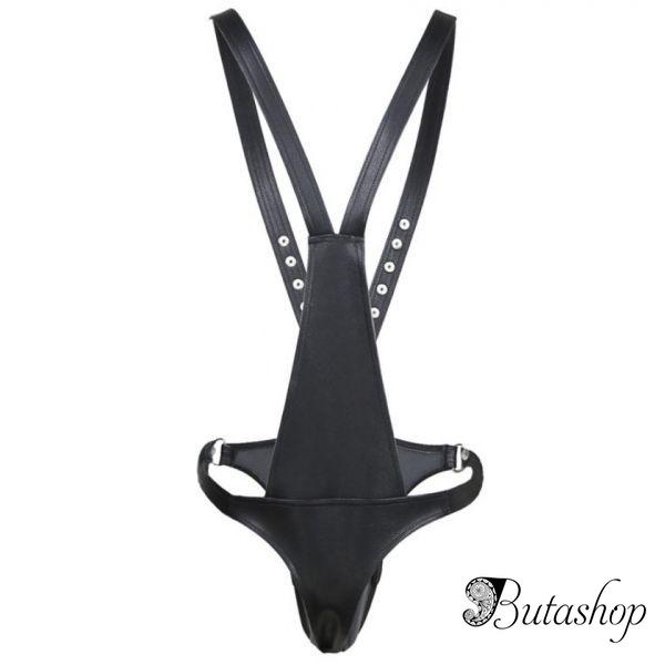 Male Leather Harness with Pouch - butashop.com