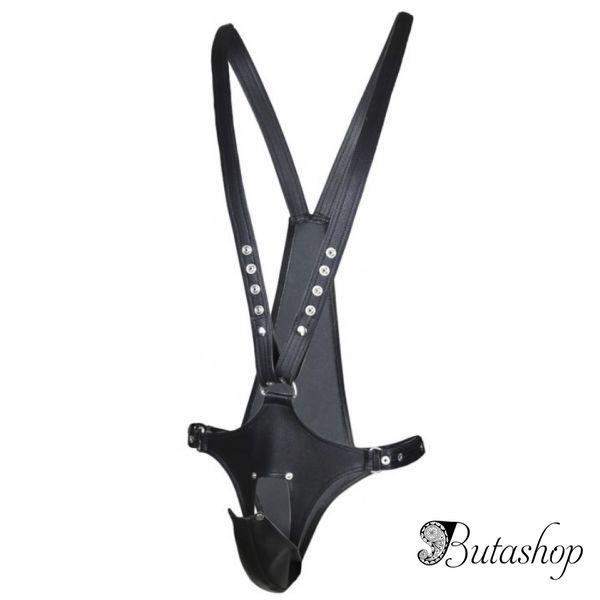 Male Leather Harness with Pouch - butashop.com