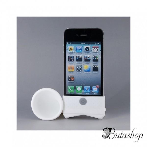 РАСПРОДАЖА! Cute Horn Stand Speaker Amplifier for Apple iPhone 4G (White) - www.butashop.com