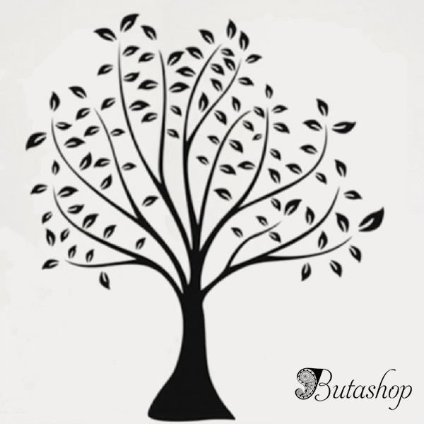 РАСПРОДАЖА! Виниловая наклейка - Черно-белое дерево с листьями - butashop.com