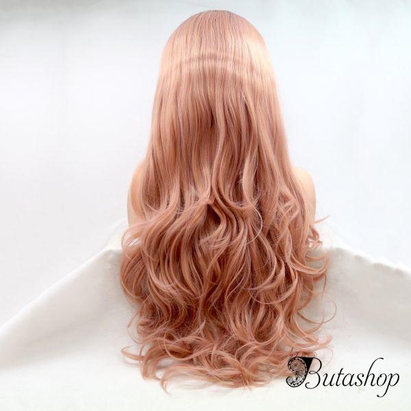 Реалистичный парик омбре на сетке пастельно розовые длинные вьющиеся волосы - butashop.com