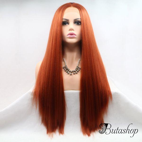 Реалистичный парик на сетке ярко рыжие длинные волосы - butashop.com