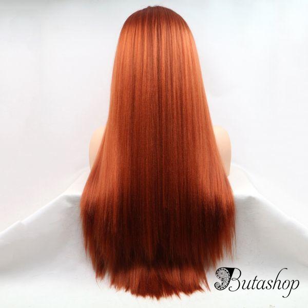 Реалистичный парик на сетке ярко рыжие длинные волосы - butashop.com