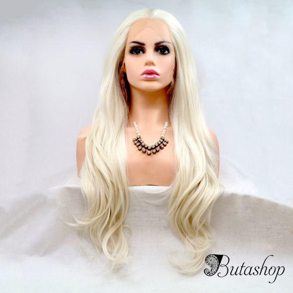 Реалистичный парик блонд на сетке длинные прямые волосы - butashop.com