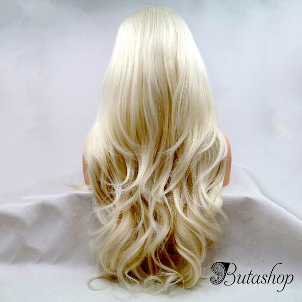 Реалистичный парик блонд на сетке длинные прямые волосы - butashop.com