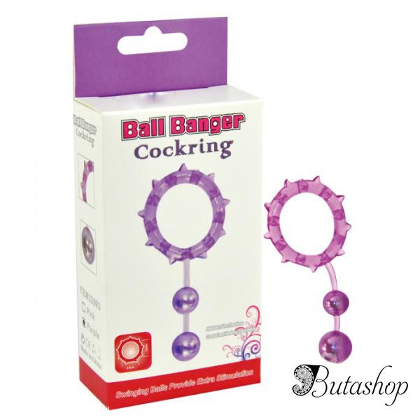 Кольцо с 2 утежеляющими шариками Ball Banger Cock Ring - butashop.com