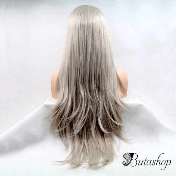 Реалистичный парик на сетке длинные волосы платиновый блонд - butashop.com