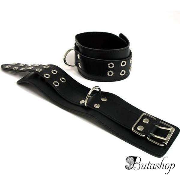 Черные кожаные наручники изготовлены из высококачественной кожи - butashop.com
