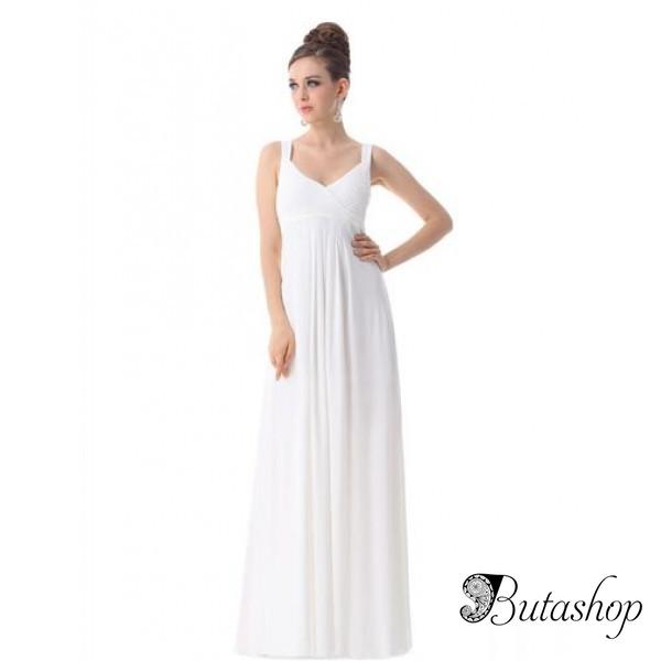 РАСПРОДАЖА! Вечернее длинное платье на бретельках белое - butashop.com