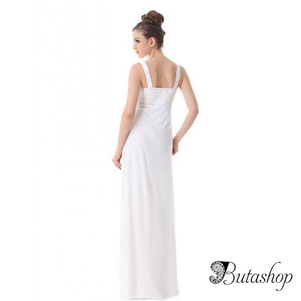 РАСПРОДАЖА! Вечернее длинное платье на бретельках белое - butashop.com